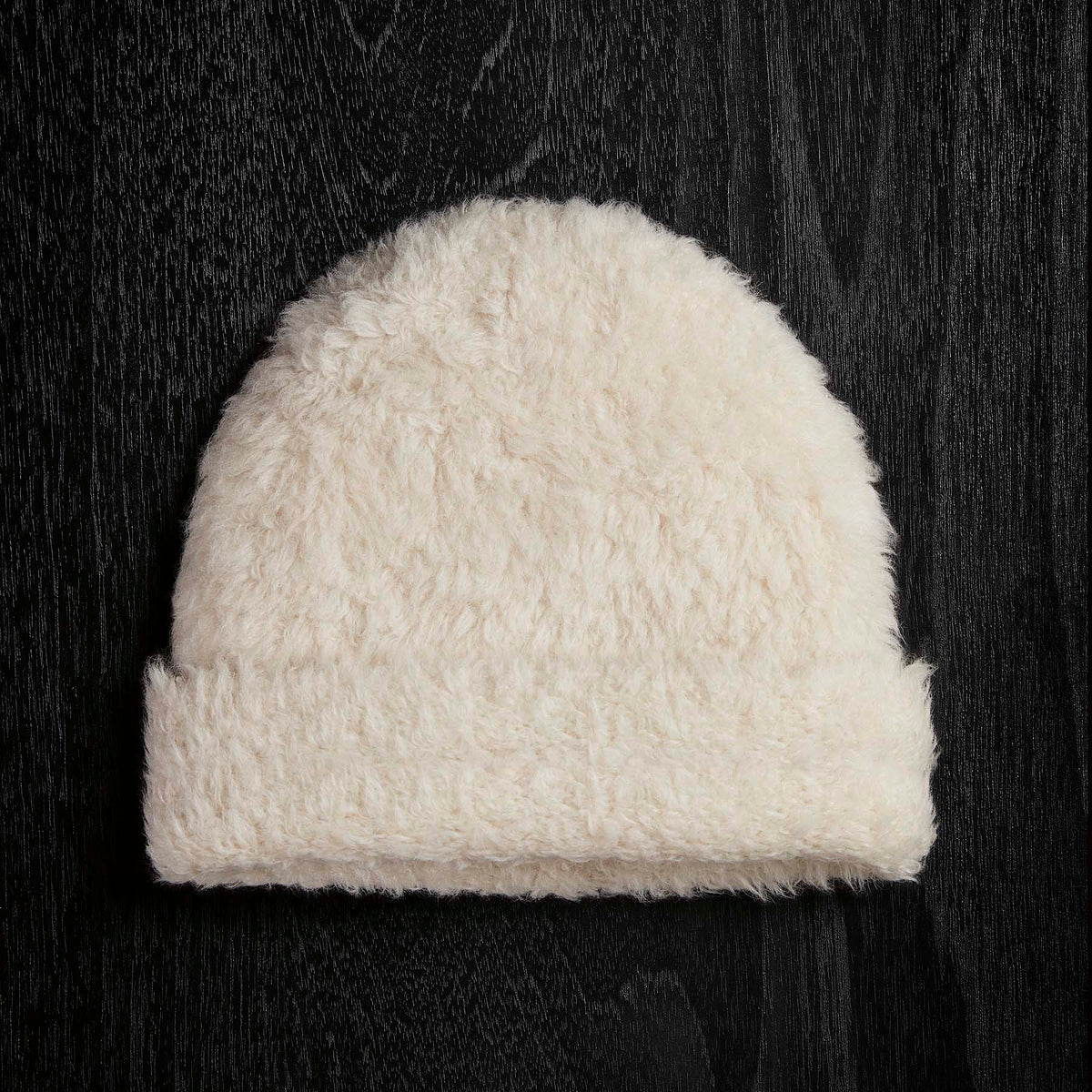 Wool Blend Sherpa Beanie in Natural | James Perse Los Angeles