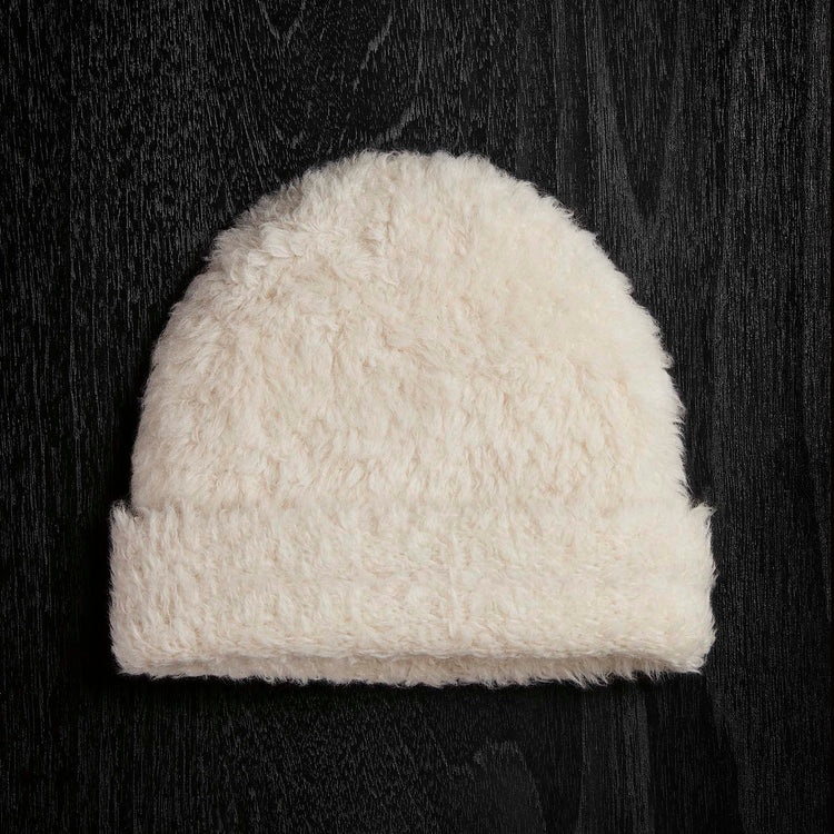 Wool Blend Sherpa Beanie in Natural | James Perse Los Angeles