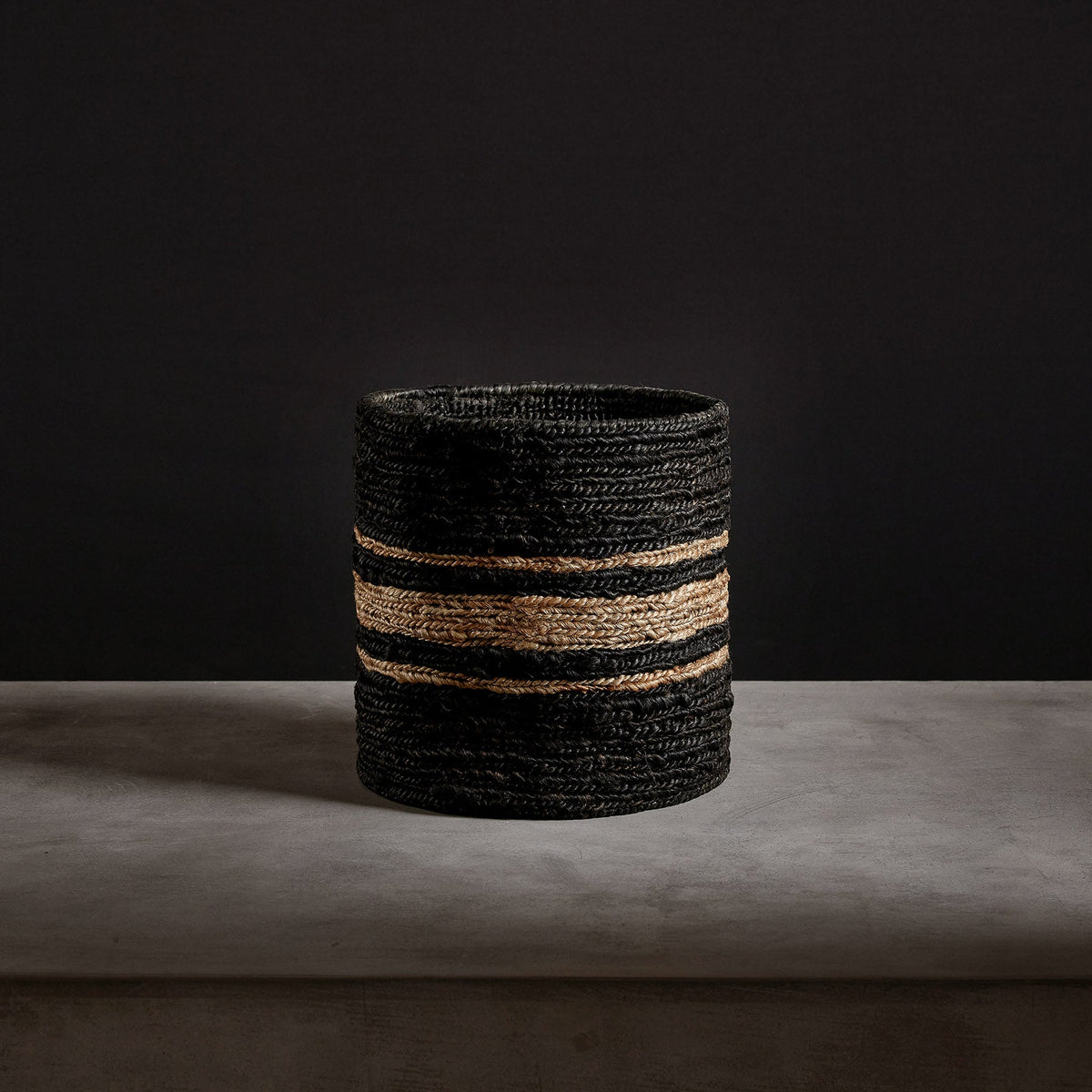 Jute Basket 12 X 12 - Charcoal/Natural Stripe | James Perse Los Angeles