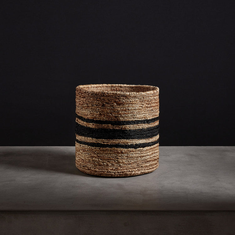 Jute Basket 12 X 12 - Natural/Charcoal Stripe | James Perse Los Angeles
