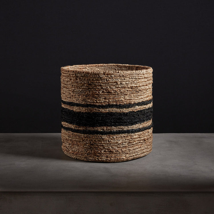 Jute Basket 15 X 14 - Natural/Charcoal Stripe | James Perse Los Angeles