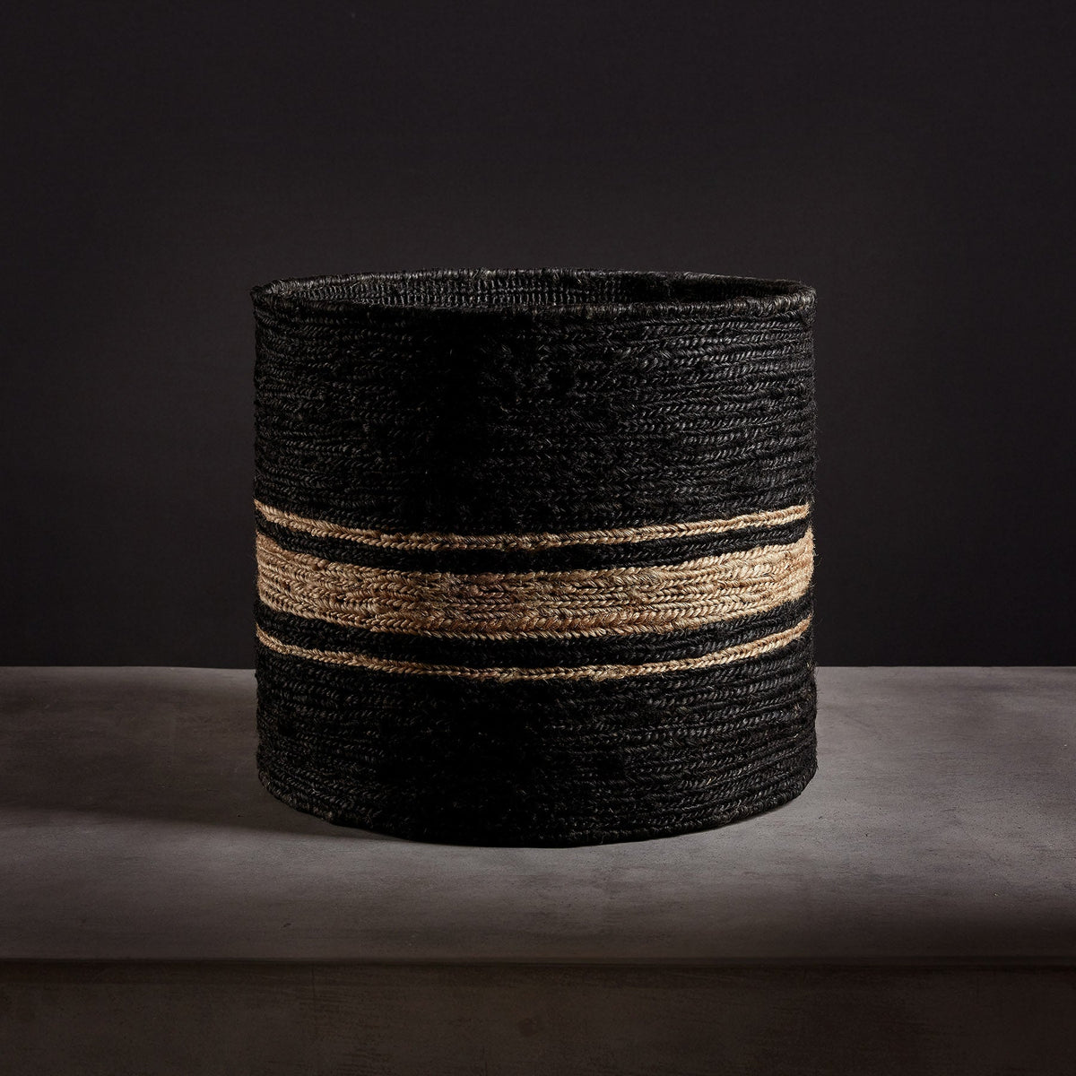 Jute Basket 18 X 16 - Charcoal/Natural Stripe | James Perse Los Angeles