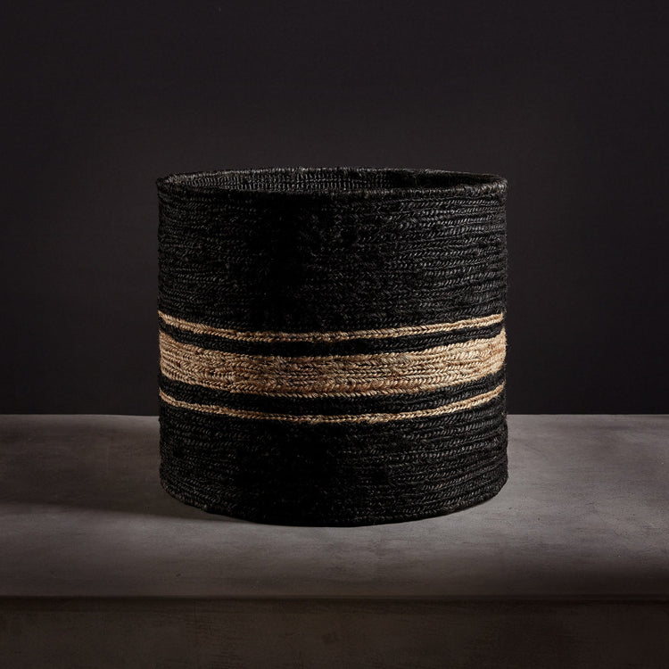 Jute Basket 18 X 16 - Charcoal/Natural Stripe | James Perse Los Angeles