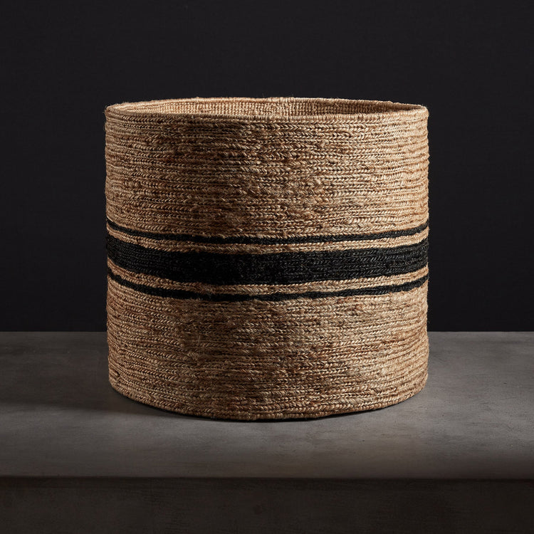 Jute Basket 21 X 18 - Natural/Charcoal Stripe | James Perse Los Angeles