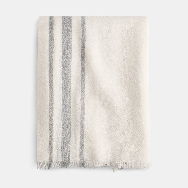 Sarti Cashmere Striped Scarf In Ivory/Flannel | James Perse Los Angeles
