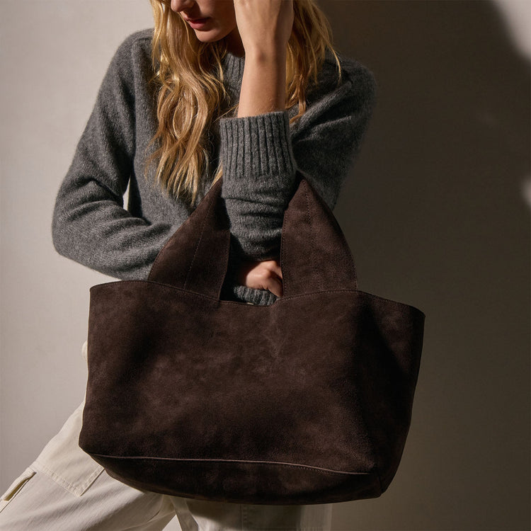 Suede Tote Bag in Cafe | James Perse Los Angeles