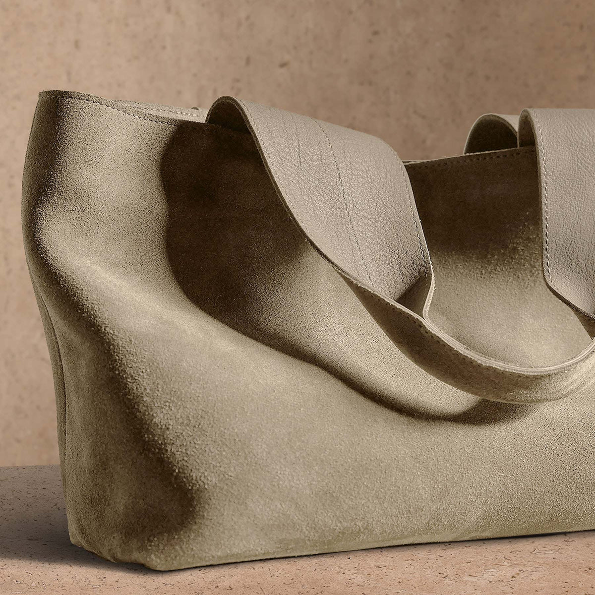 Suede Tote Bag in Sand | James Perse Los Angeles
