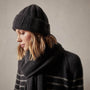 Textured Cashmere Beanie in Black | James Perse Los Angeles