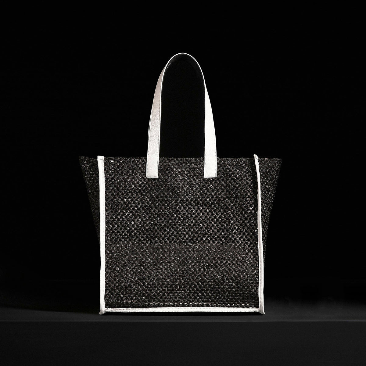 Raffia Tote in Black Sea | James Perse Los Angeles