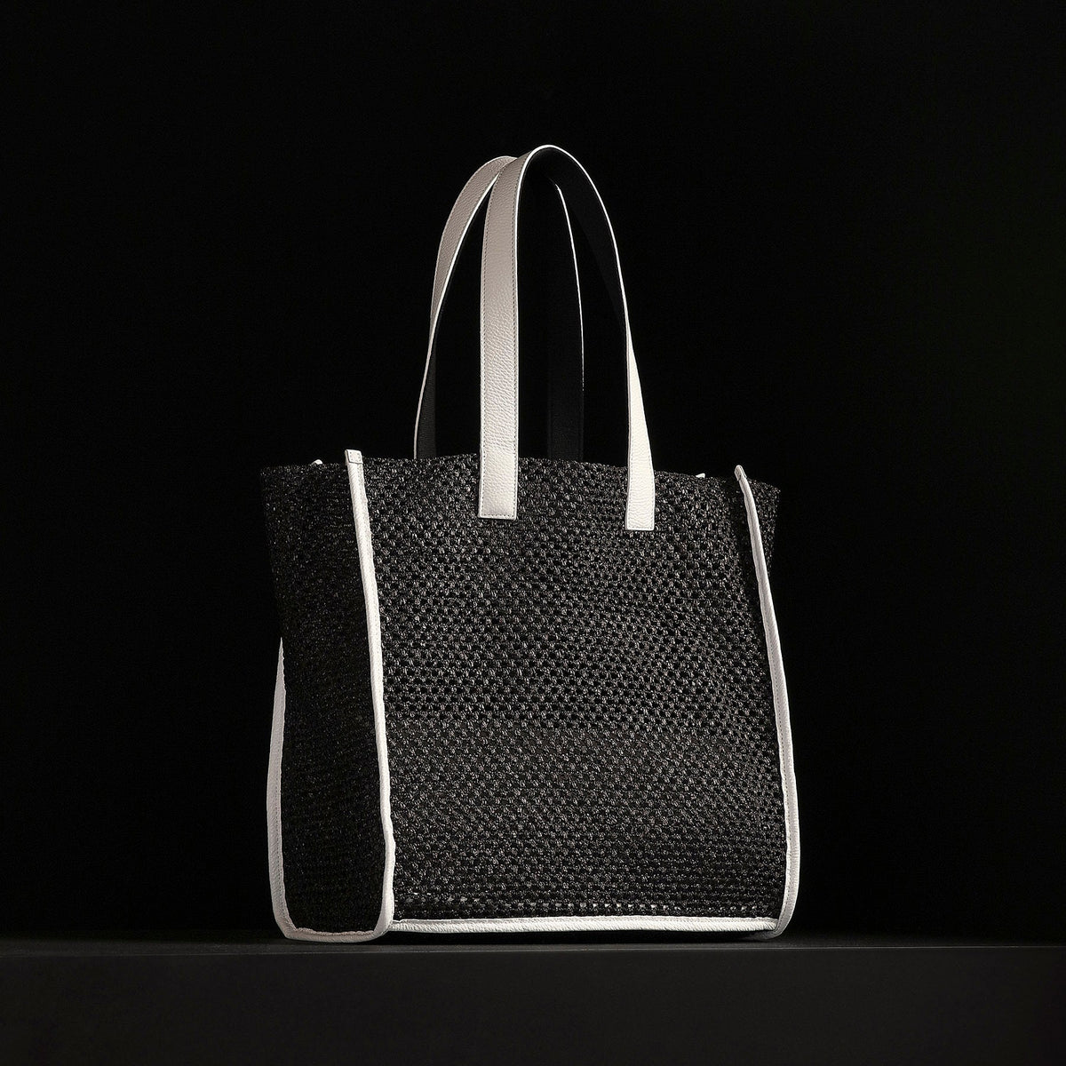 Raffia Tote in Black Sea | James Perse Los Angeles