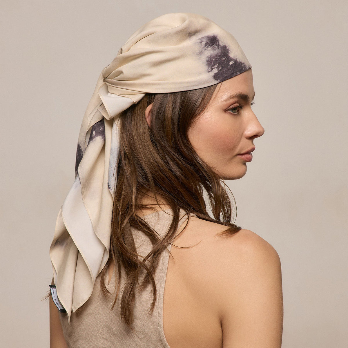 Printed Washed Silk Scarf in Pink Tie Dye | James Perse Los Angeles