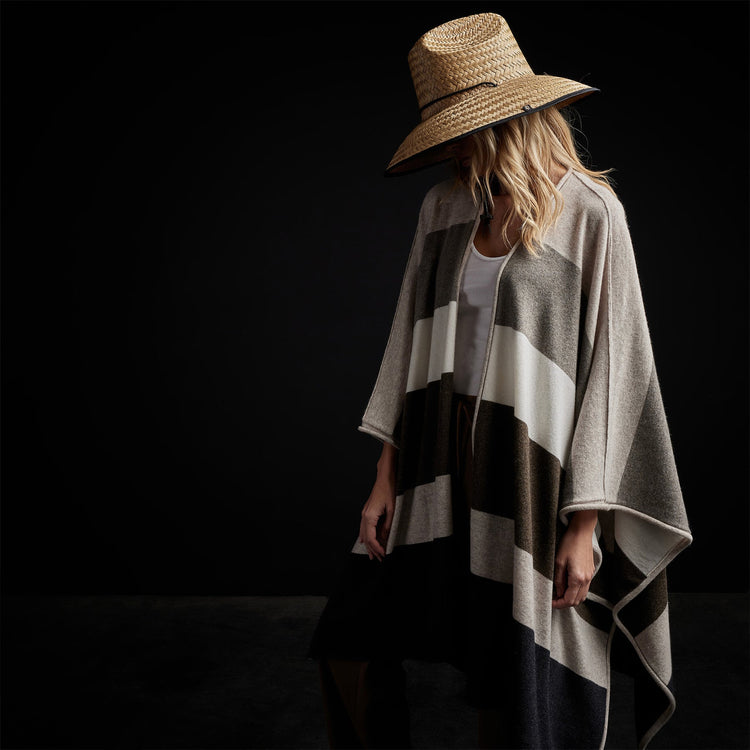 Cashmere Multi Striped Poncho in Beige Mix | James Perse Los Angeles / Womens