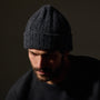 Recycled Cashmere 8 Ply Marled Beanie in Charcoal Marl | James Perse Los Angeles