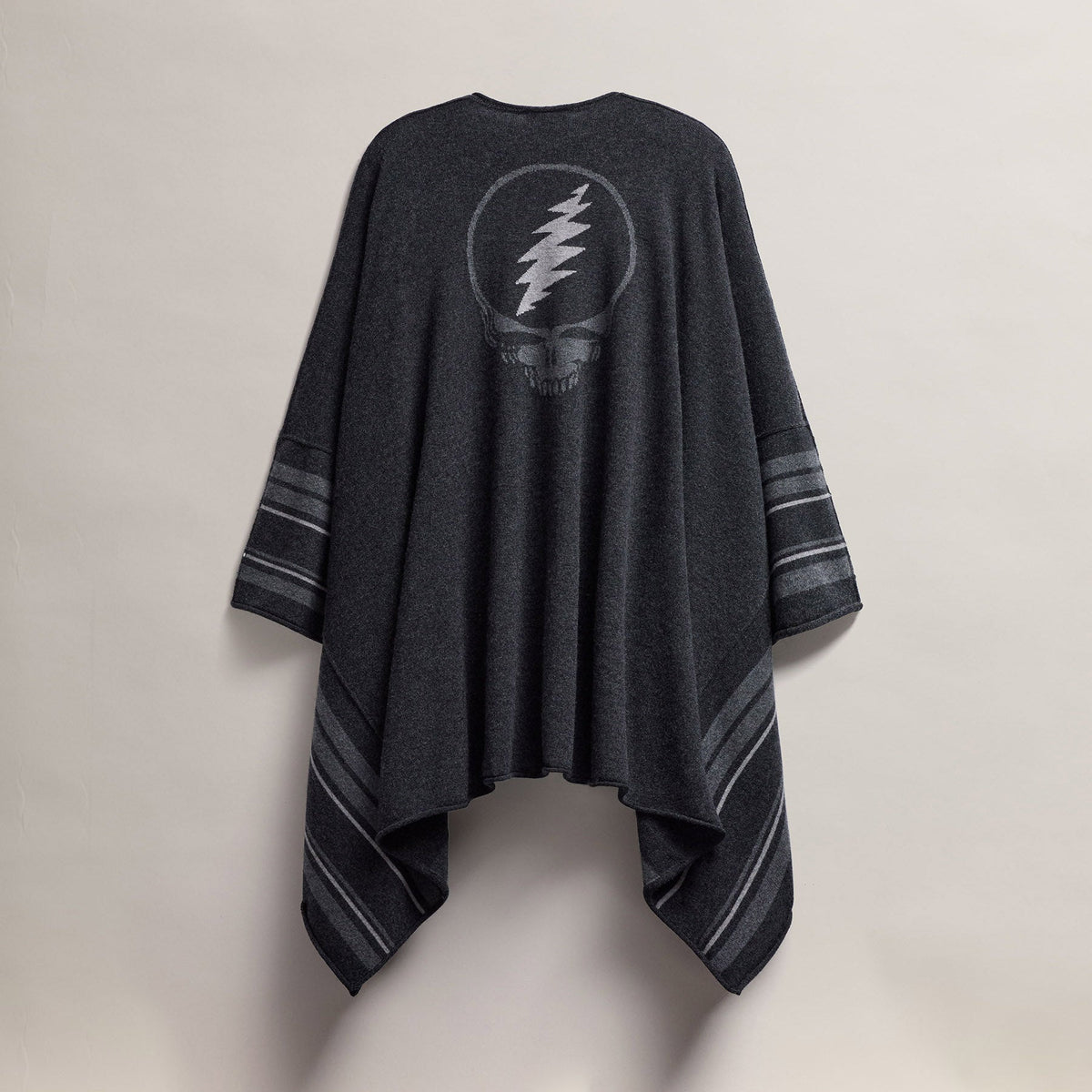 Cashmere Grateful Dead Poncho in Coal/Flannel/Heather Grey | James Perse Los Angeles