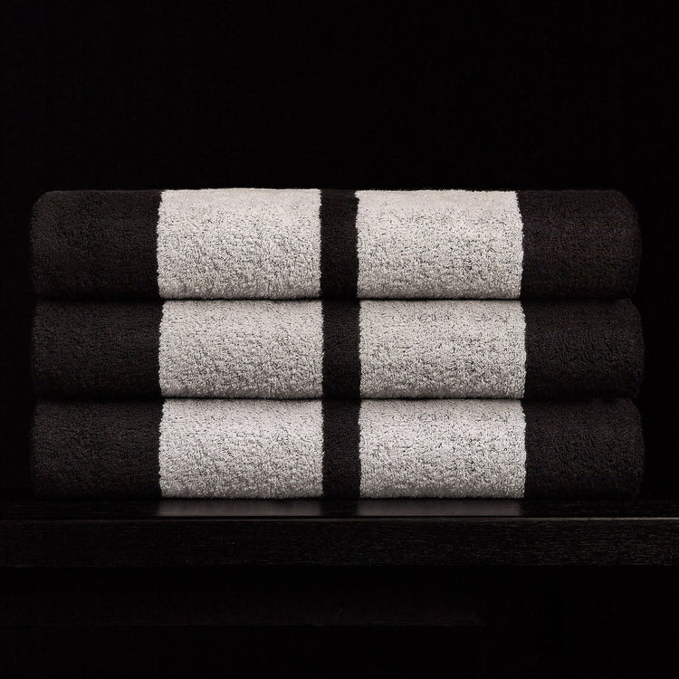 Double Stripe Beach Towel in Black/Optic White | James Perse Los Angeles 