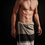 Double Stripe Beach Towel In Grey/Optic White/Carbon | James Perse Los Angeles