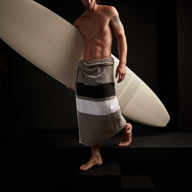 Classic Longboard  8' 6" In Matte White & Grey Stripe | James Perse Los Angeles