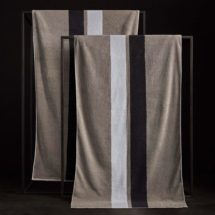 Double Stripe Beach Towel In Grey/Optic White/Carbon | James Perse Los Angeles