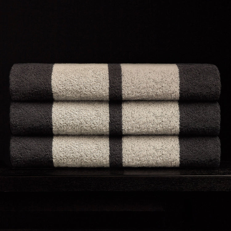 Wide Stripe Beach Towel in Abyss/Vintage White | James Perse Los Angeles 