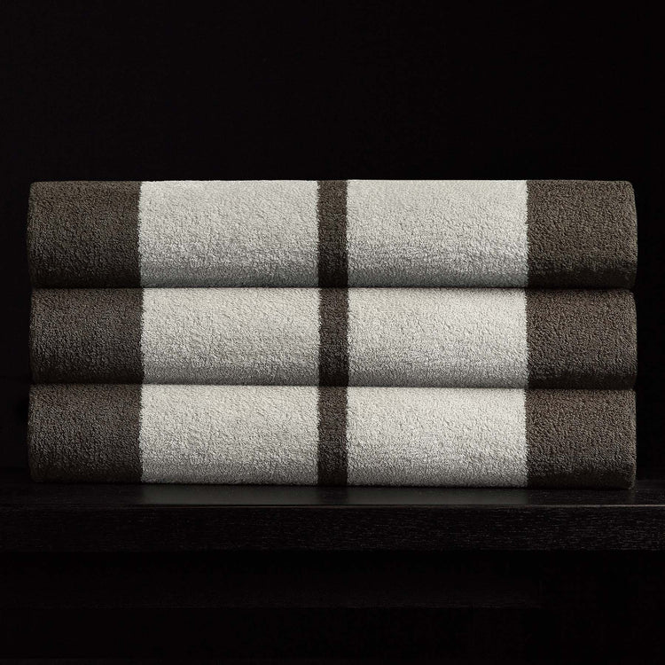 Wide Stripe Beach Towel in Safari/Pearl Grey | James Perse Los Angeles