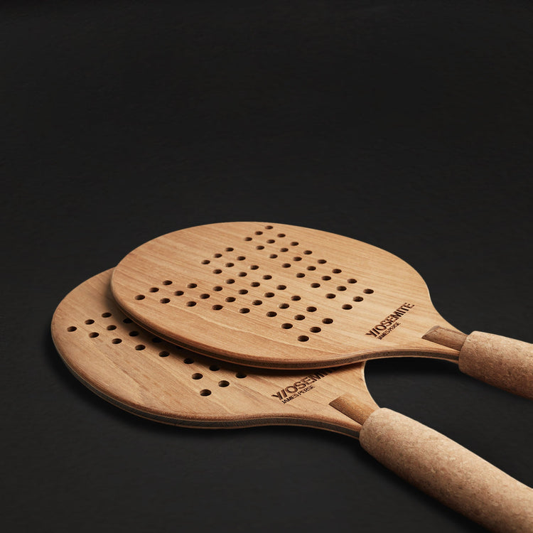 Y/OSEMITE Etched Teak Paddleball Set in Teak | James Perse Los Angeles