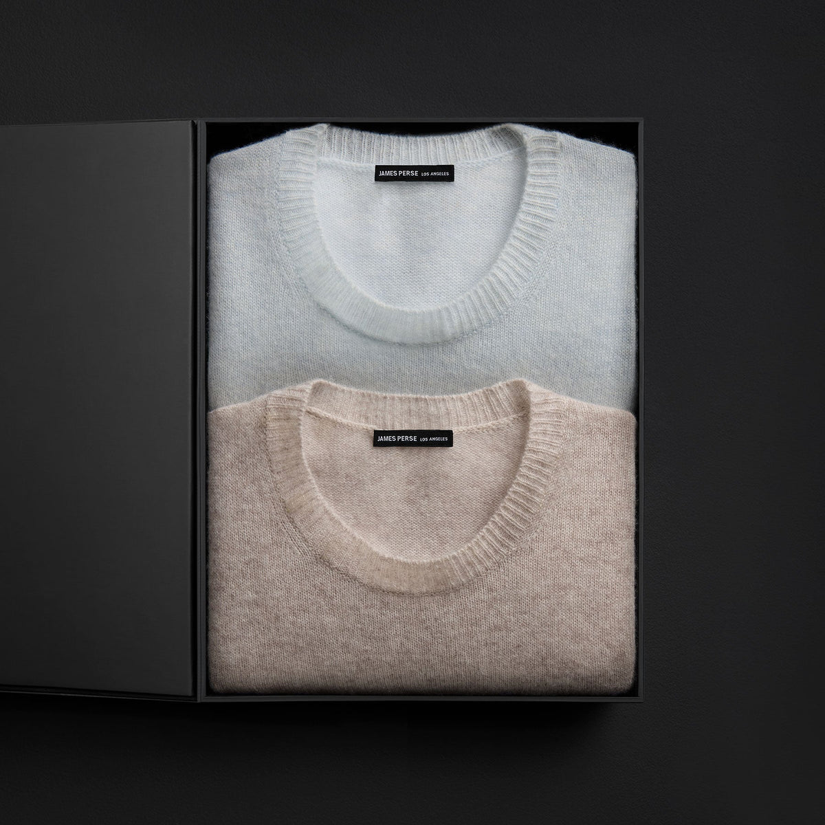 Men's Soft Featherweight Cashmere Crew Gift Set In Grey Glacier/Light Beige | James Perse Los Angeles