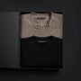 Women's Lightweight Textured Cashmere Crew Gift Set In True Black/Beige Melange | James Perse Los Angeles