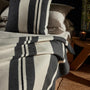 Wool Cashmere Stripe Blanket in Ivory/Charcoal/Black | James Perse Los Angeles
