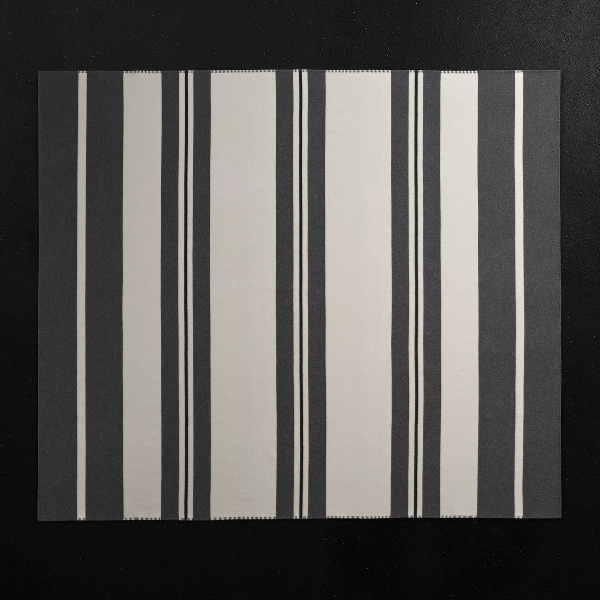 Wool Cashmere Stripe Blanket in Ivory/Charcoal/Black | James Perse Los Angeles