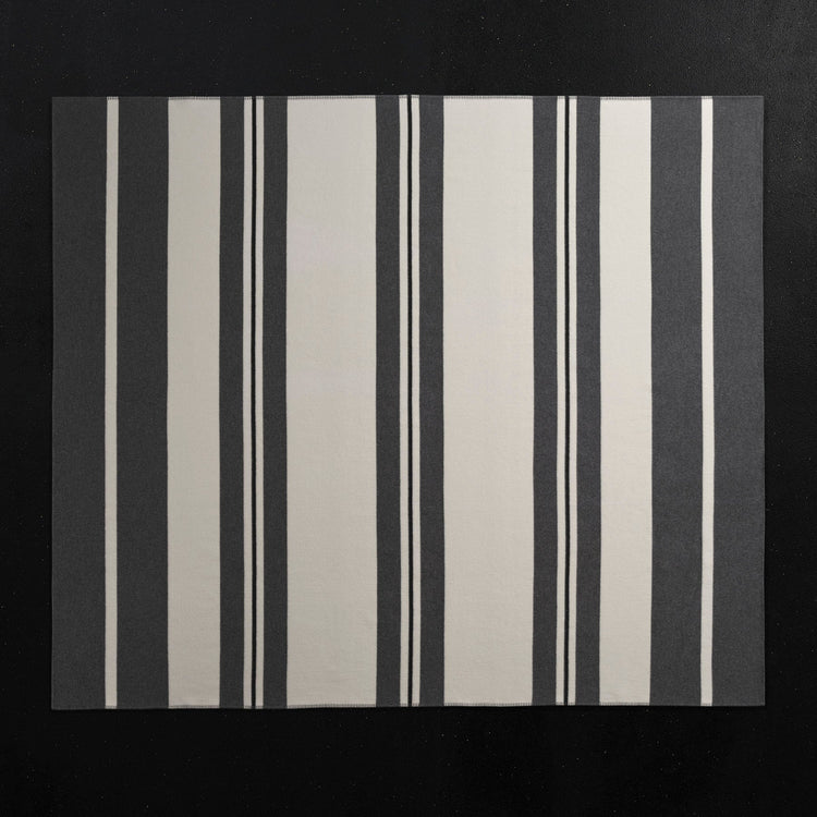 Wool Cashmere Stripe Blanket in Ivory/Charcoal/Black | James Perse Los Angeles