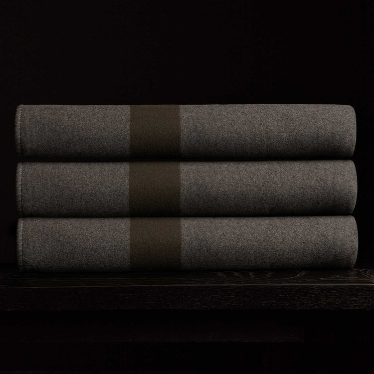 Brushed Cashmere Wool Surplus Blanket in Charcoal/Marsh | James Perse Los Angeles