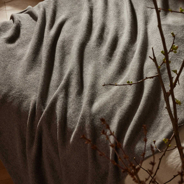Cashmere Waffle Blanket in Taupe Melange | James Perse Los Angeles
