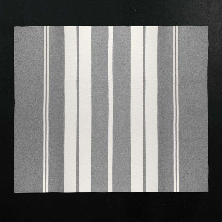 Cashmere Stripe Knit Blanket in Heather Grey/White | James Perse Los Angeles