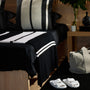 Cashmere Stripe Knit Blanket in Black/White | James Perse Los Angeles