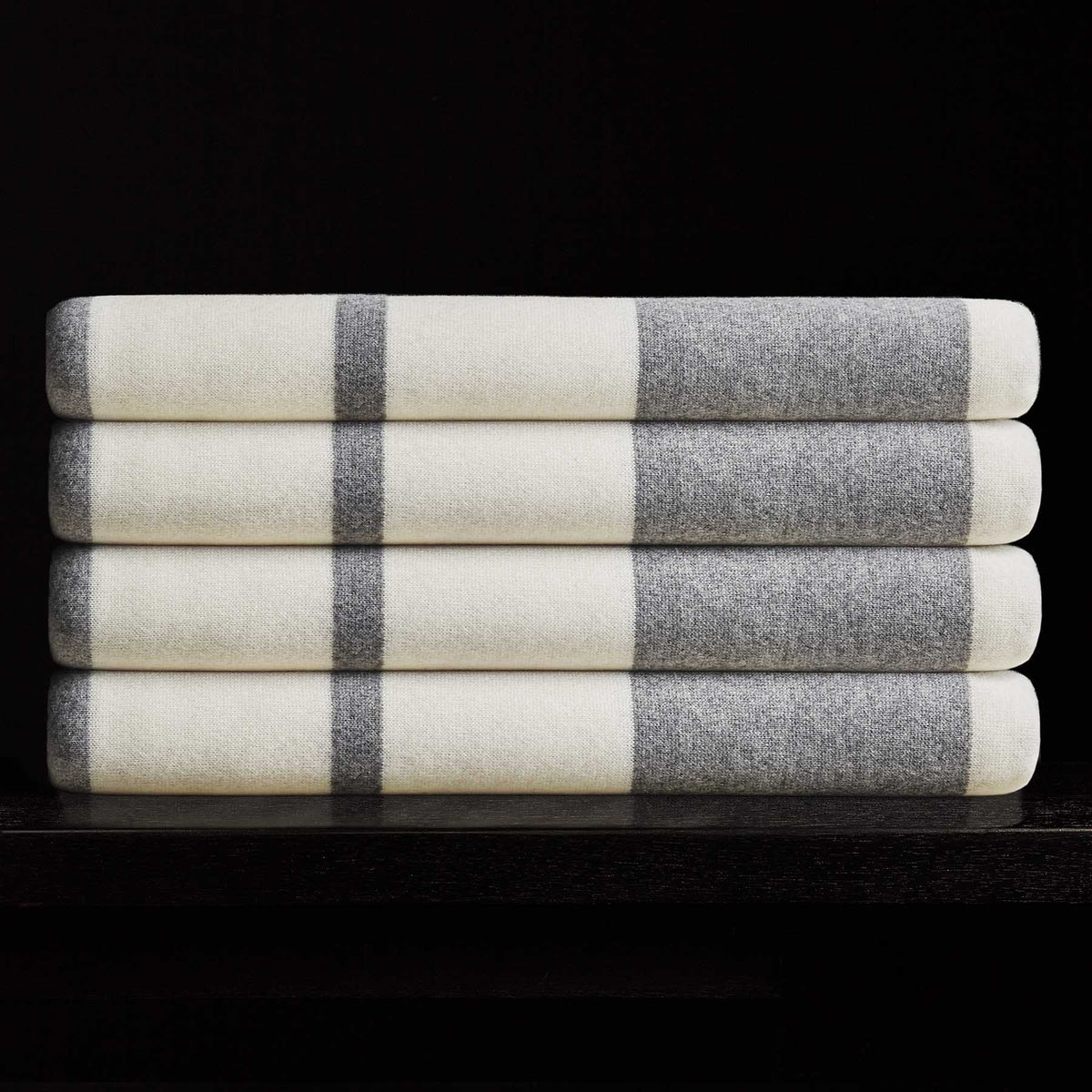 Cashmere Stripe Knit Blanket in Heather Grey/White | James Perse Los Angeles