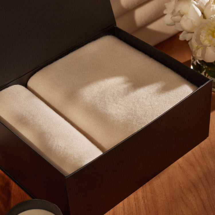 Solid Cashmere Blanket Gift Box in White | James Perse Los Angeles