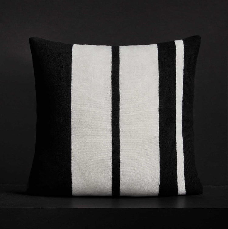 Cashmere Stripe Sham - Black/White | James Perse Los Angeles