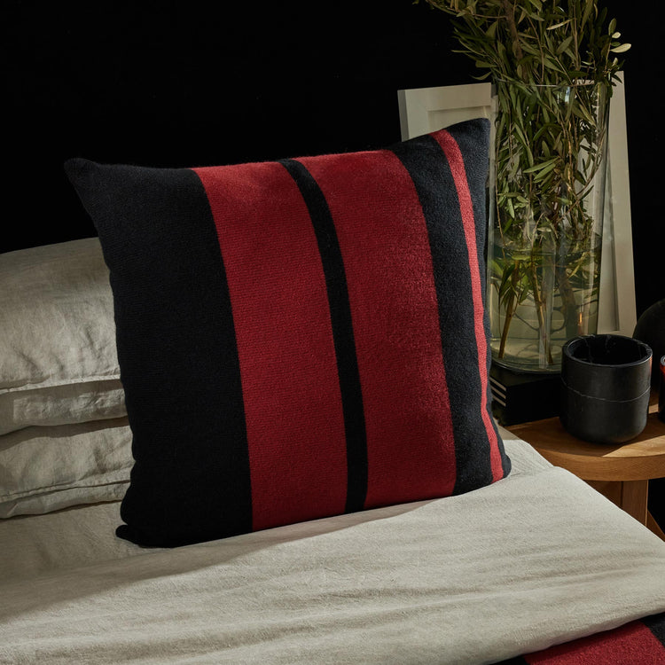 Cashmere Stripe Sham in Black/Sunstone | James Perse Los Angeles