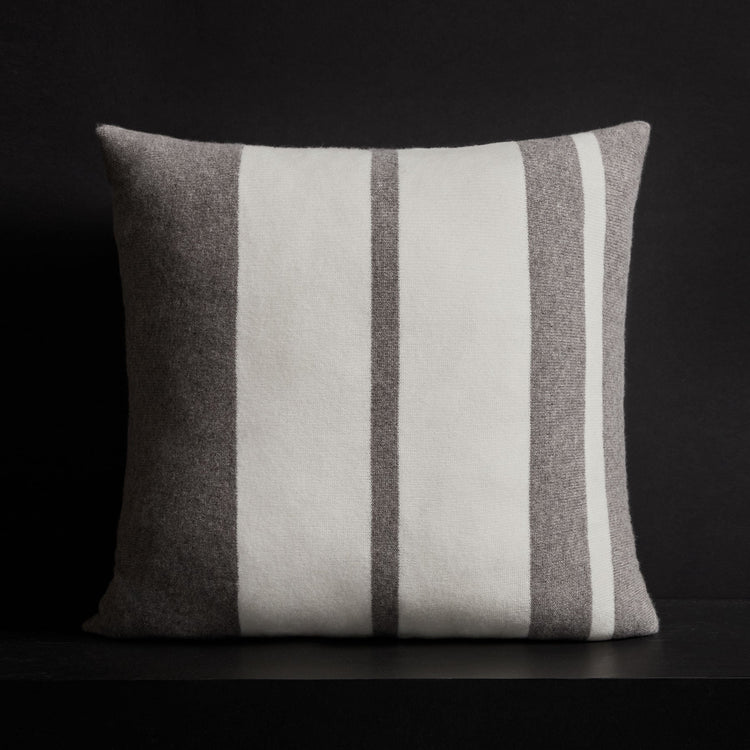 Cashmere Stripe Sham - Heather Grey/White | James Perse Los Angeles
