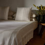 Baja Stripe Knit Blanket in Ivory/Flannel | James Perse Los Angeles