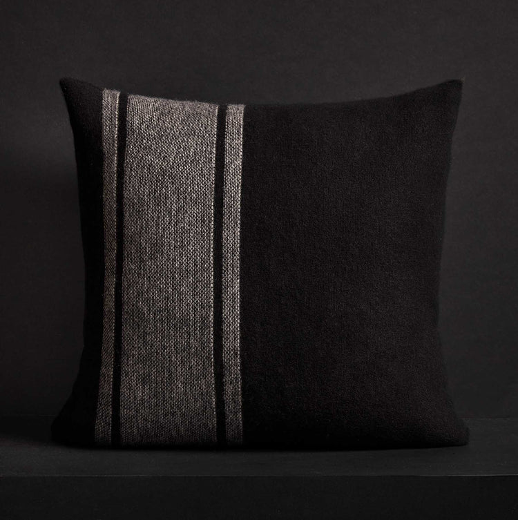 Baja Stripe Sham - Black/Heather Grey | James Perse Los Angeles