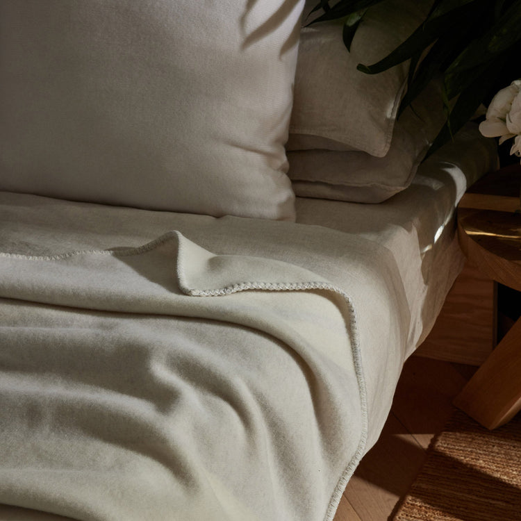 Sarti Striped Blanket in Ecru/Fog | James Perse Los Angeles