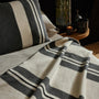 Wool Cashmere Stripe Blanket in Ivory/Charcoal/Black | James Perse Los Angeles