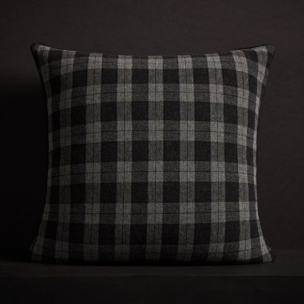 Plaid Throw Pillow With Piping - Charcoal Plaid | James Perse Los Angeles