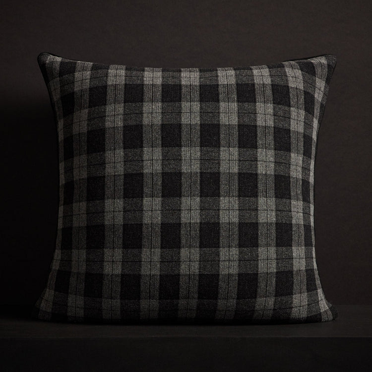 Plaid Throw Pillow With Piping - Charcoal Plaid | James Perse Los Angeles