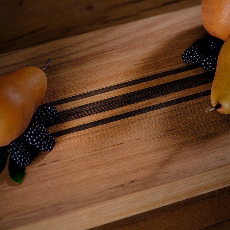 9X30" Teak Serving Board with Triple Stripe in Teak/Natural Finish | James Perse Los Angeles