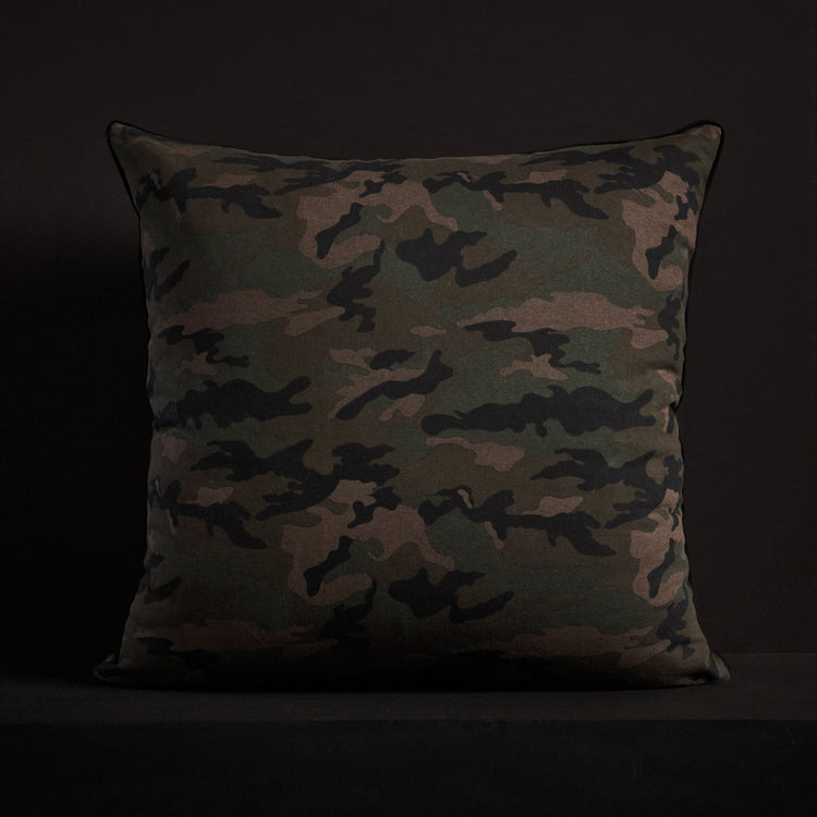 Camo Throw Pillow With Piping - Forest Camo | James Perse Los Angeles