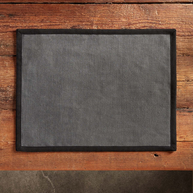 18" X 14" Placemat w/ Suede Trim - Ink | James Perse Los Angeles