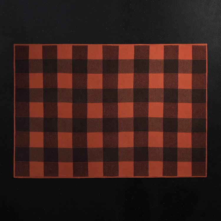 Vintage Plaid Cashmere Blanket in Burnt Orange/ Charcoal/ Black | James Perse Los Angeles