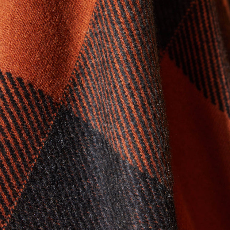 Vintage Plaid Cashmere Blanket in Burnt Orange/ Charcoal/ Black | James Perse Los Angeles